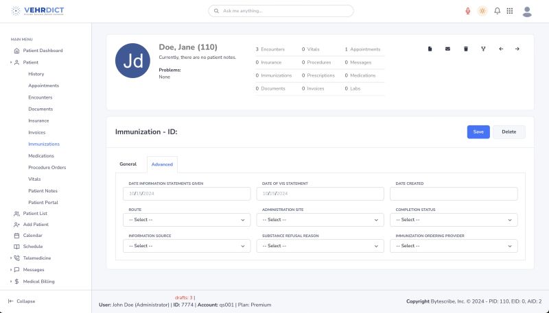 Advanced Immunization Entry