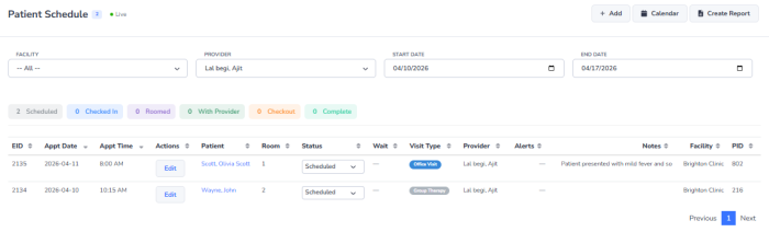 Today's Schedule Section
