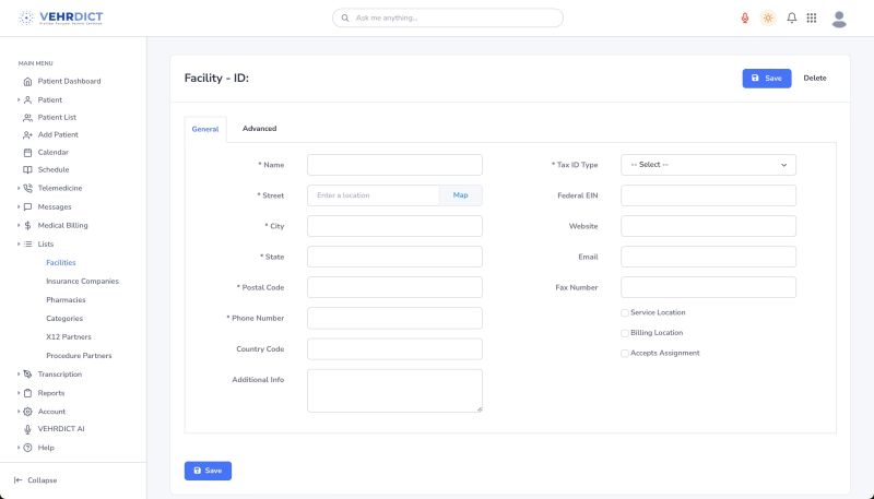Facility Detail and Options
