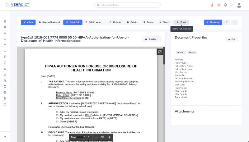 Chart Tool – Choose the patient to assign the file to.