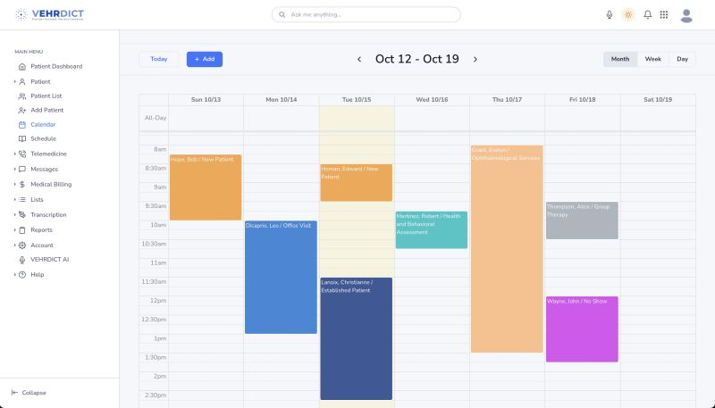 Calendar View – Schedule and manage appointments visually.