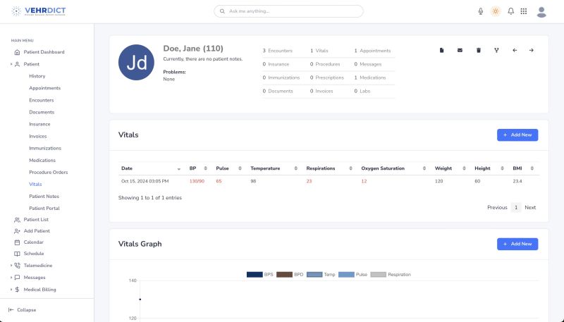 Vitals Display & Chart